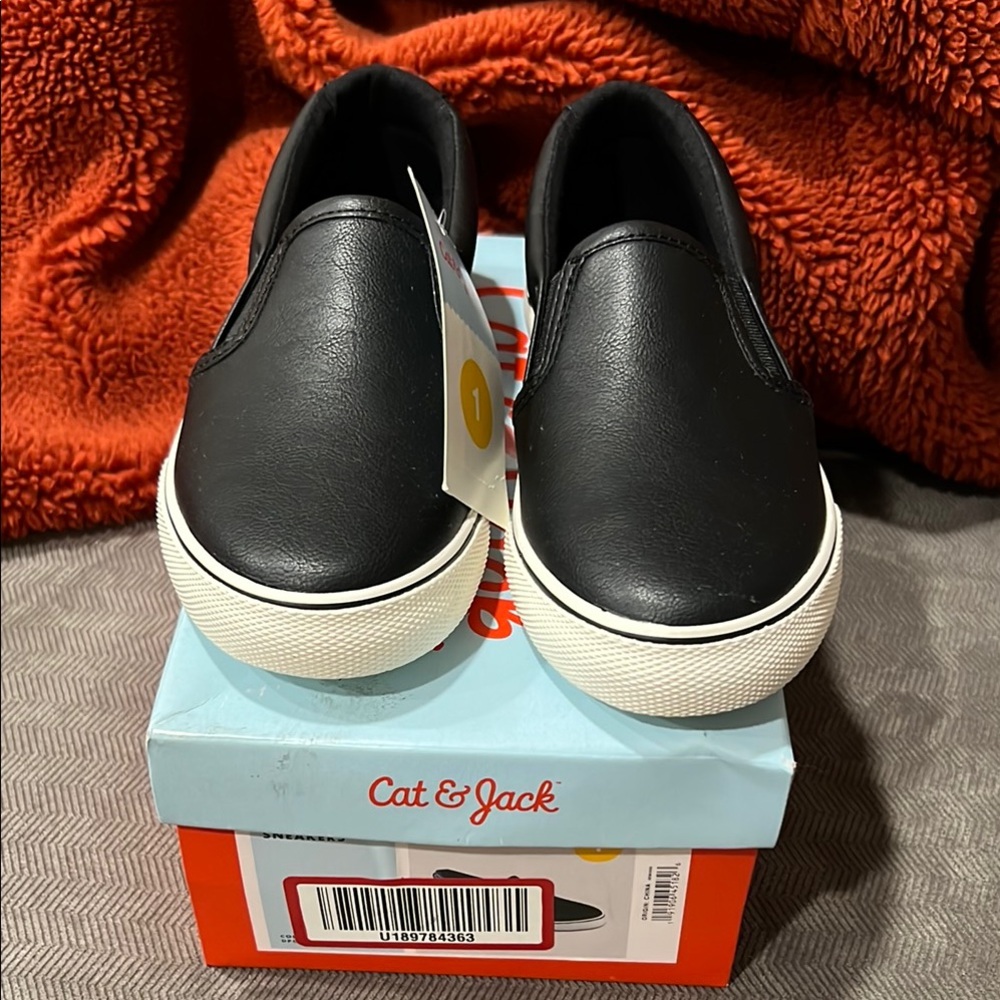 Cat & Jack Black and White Sneakers with Slip-On Design